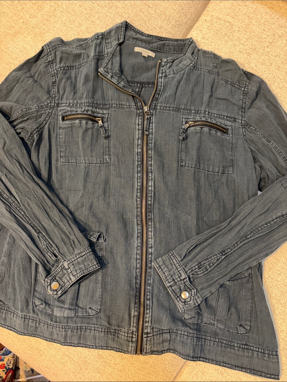Maurices Denim Zip-Front Jacket in Medium Blue
